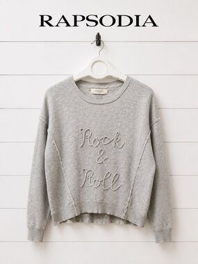 RAPSODIA Grey Knit “Rock & Roll” wool cashmere Sweater – Size S